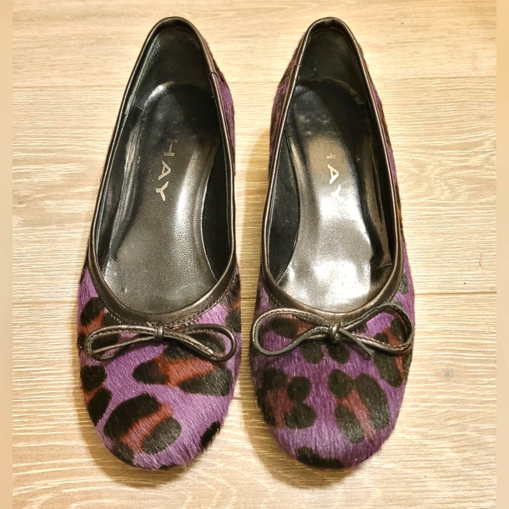 Jhay | Calf Hair | Leopard Print | Purple/Black/Brown | Kitten Heel | Size 6